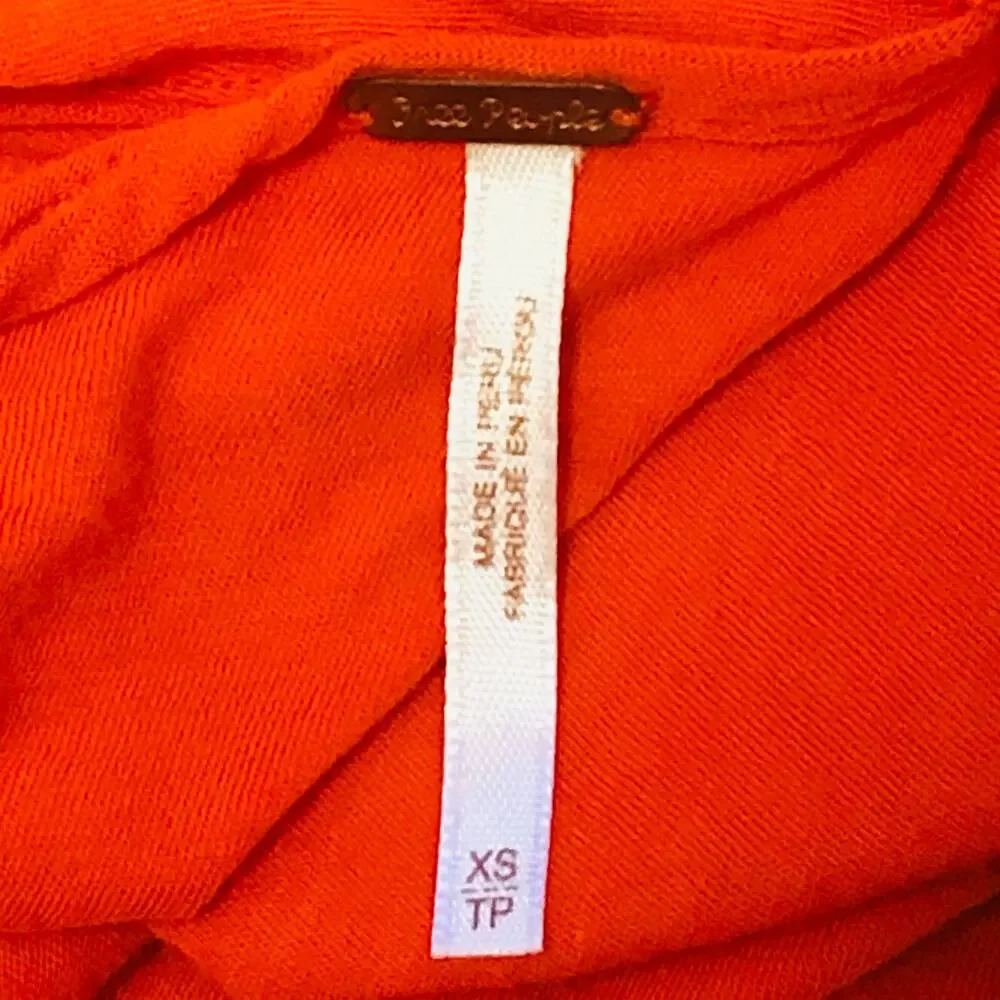 Free People Orange Long Sleeve Open Back Criss-Cross Strap Blouse Size XS